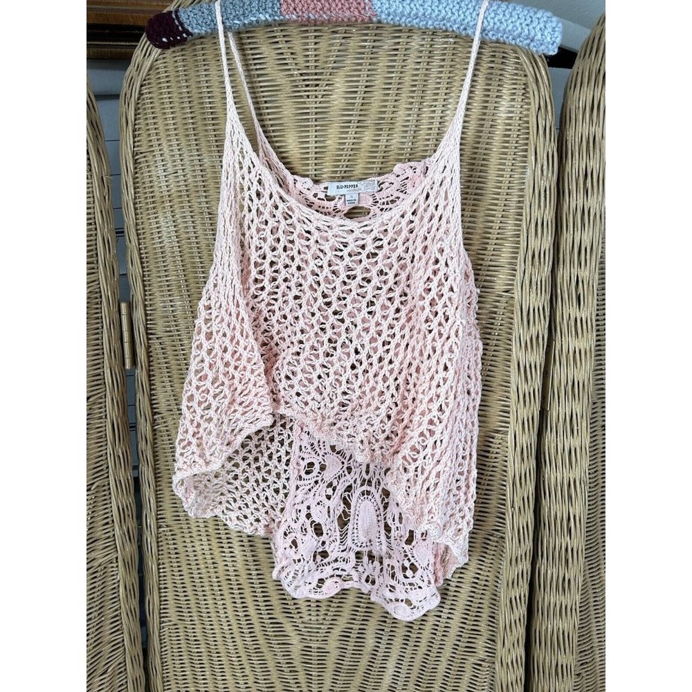 crochet tops for women Small Blue pepper Cropped Tank Pink